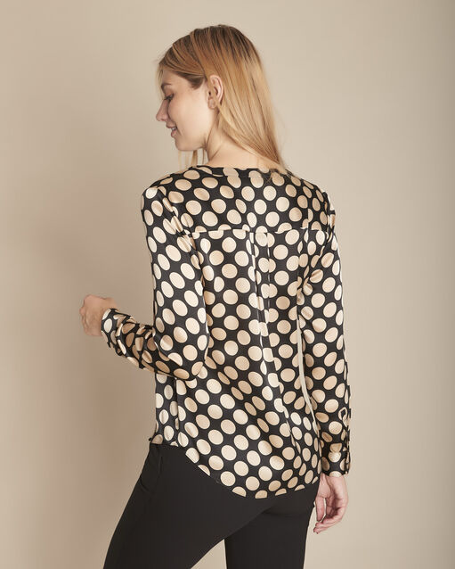 Blouse à pois en soie mathilde noir.