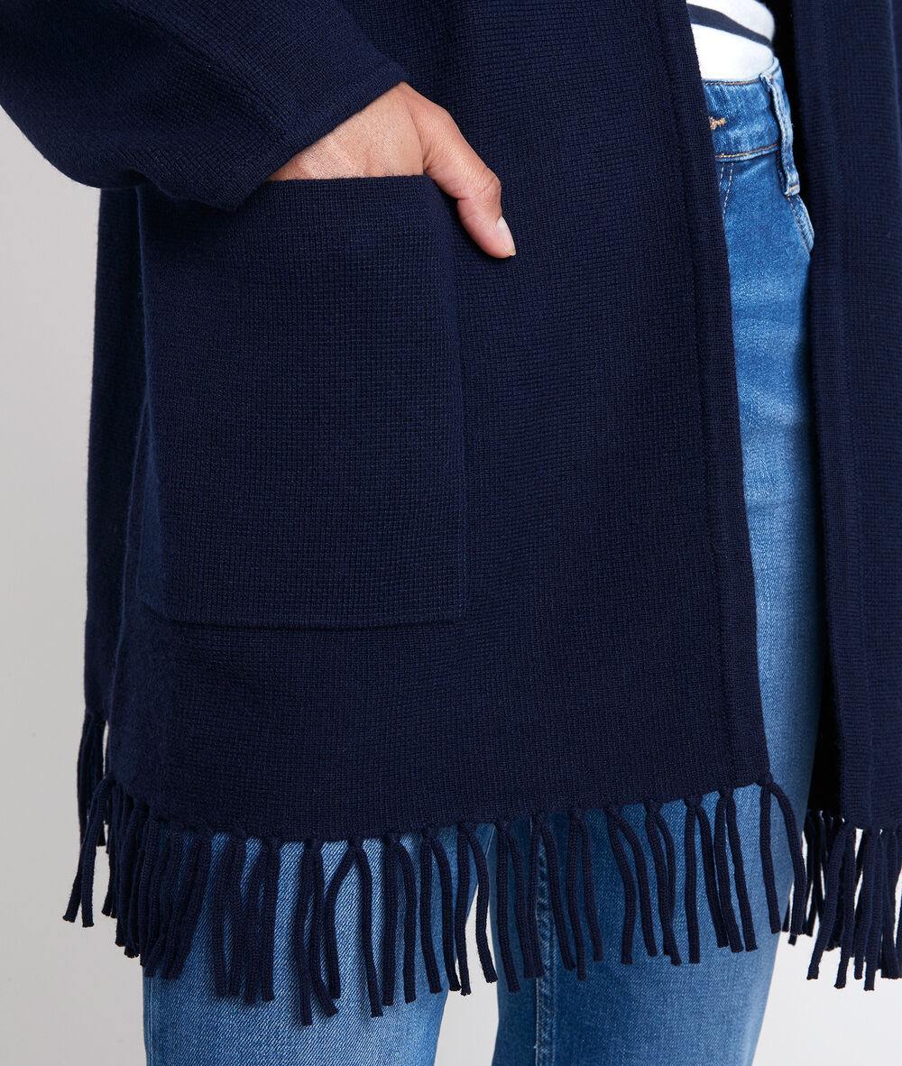 Veste en maille frangée marine roxie marine.