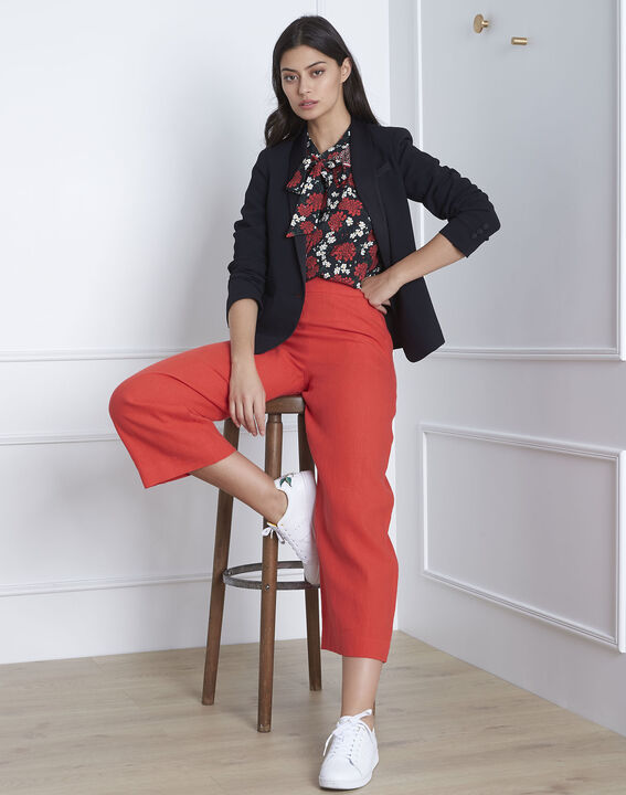 Pantalon rouge court en lin Ghazala | 1-2-3 Pantalon rouge court en lin Ghazala PhotoZ | 1-2-3