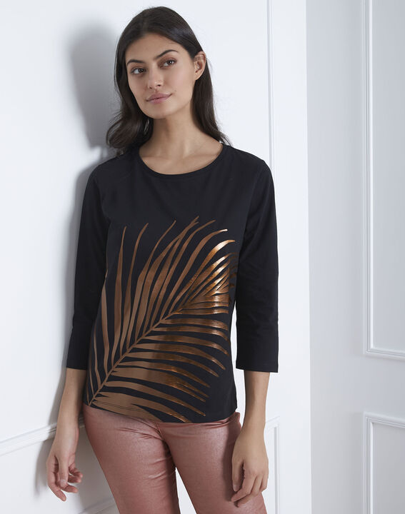 Schwarzes T-Shirt mit Palmen-Print Perrine | 1-2-3 Schwarzes T-Shirt mit Palmen-Print Perrine PhotoZ | 1-2-3