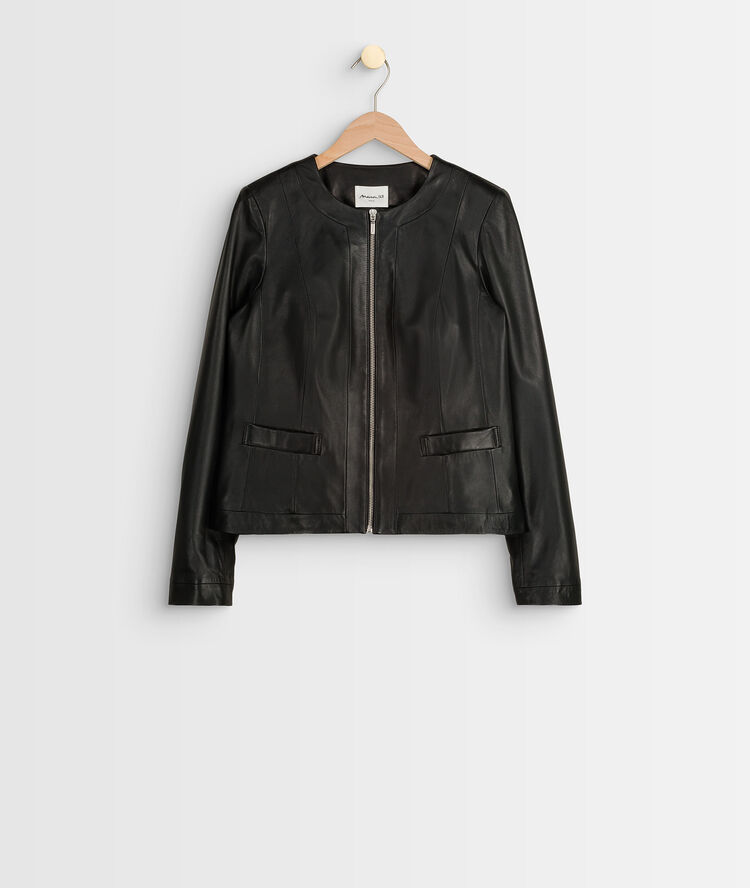 Veste en cuir tillia noir.