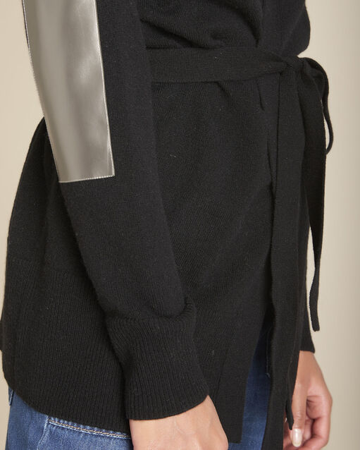 Gilet en cachemire ceinturé noir fougere noir.