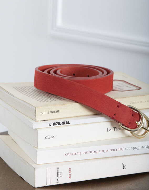 Ceinture rouge double boucle en cuir Quorentin | 1-2-3 Ceinture rouge double boucle en cuir Quorentin PhotoZ | 1-2-3