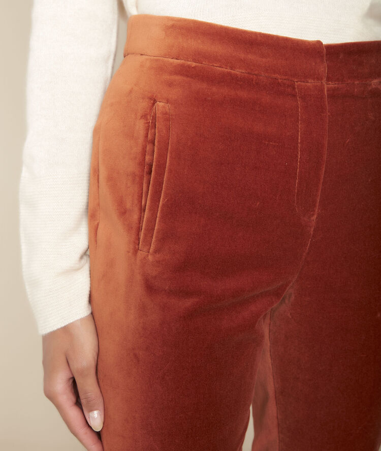 Pantalon droit en velours acajou ethan caramel.