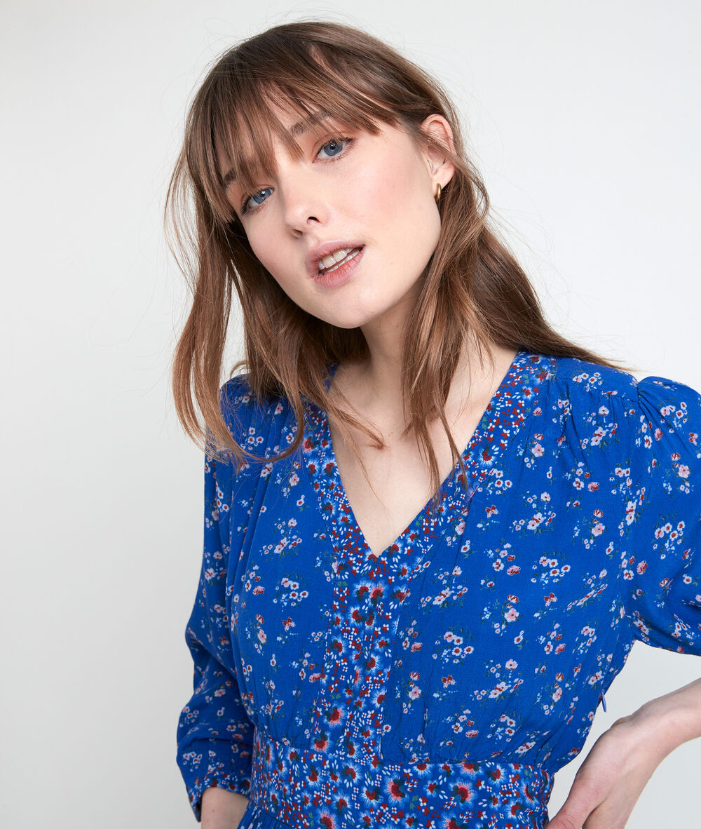 Robe longue myosotis imprimée loanne myosotis.