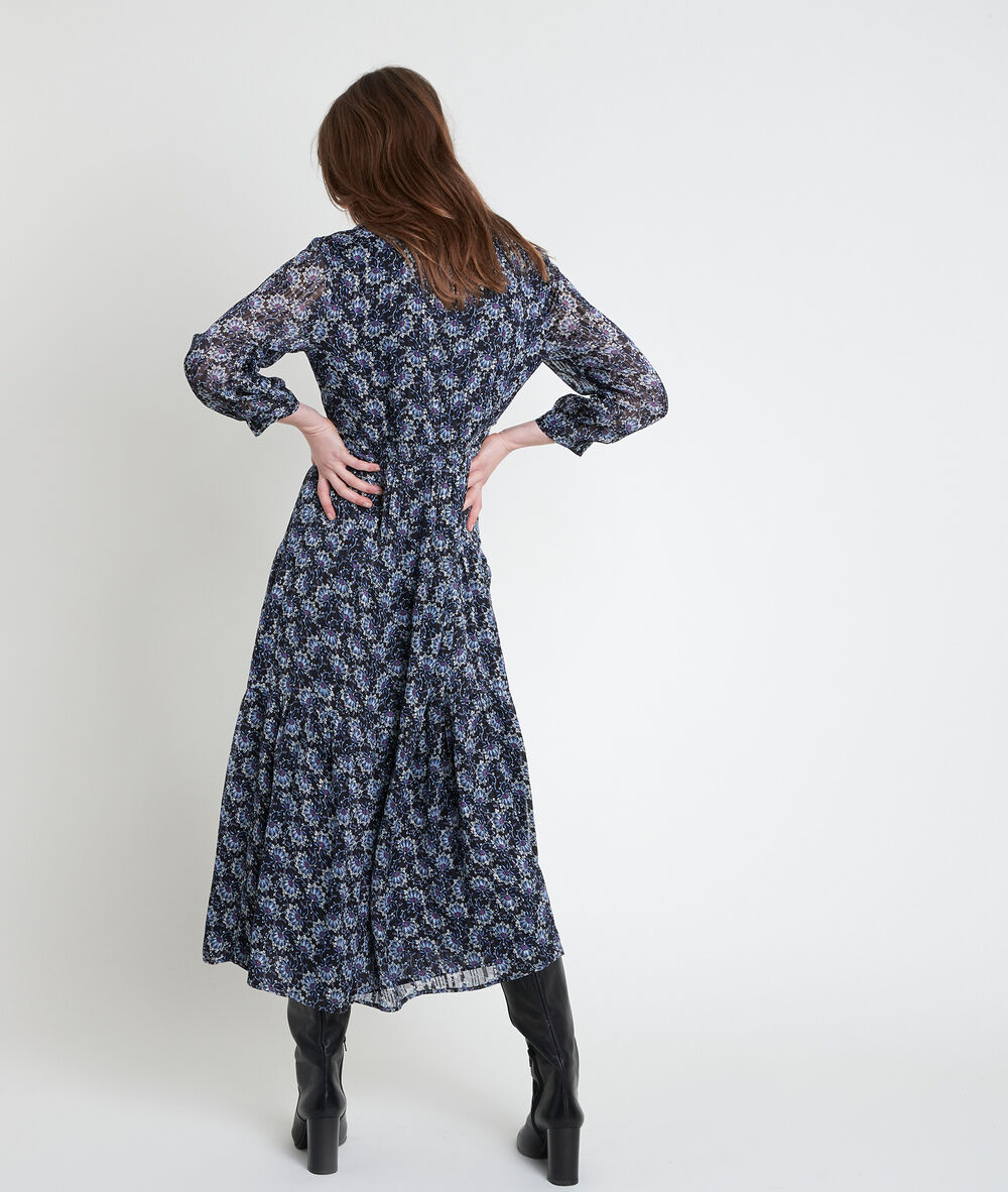 Robe longue imprimée carola marine.
