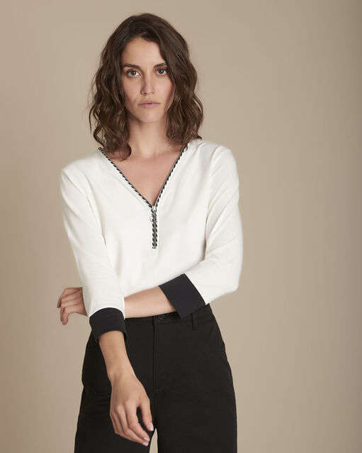 Blouse bimatière col V Mel (2) - Maison 123