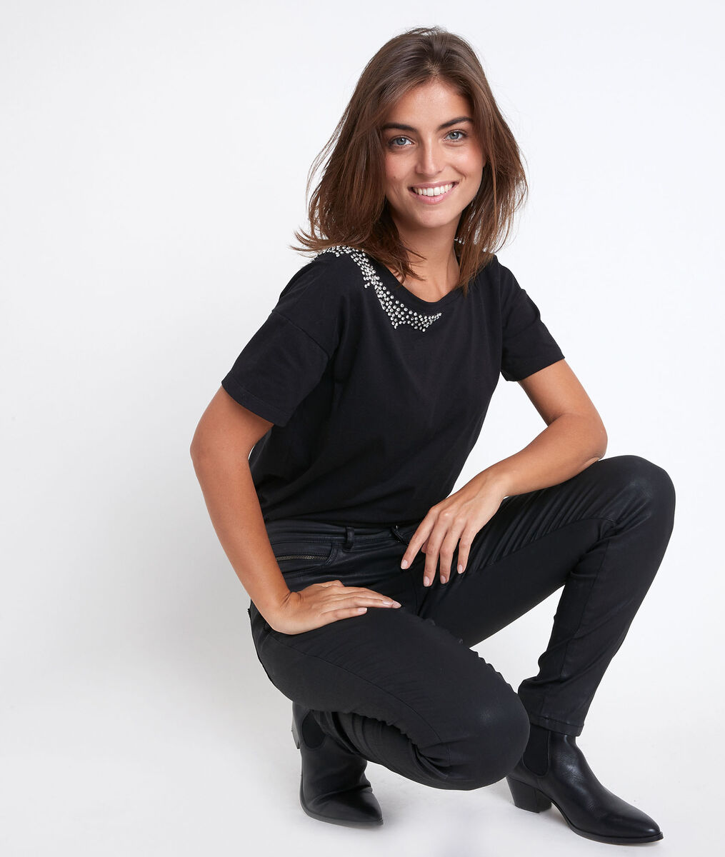 Tee-shirt en coton à strass Dark | 1-2-3 Tee-shirt en coton à strass Dark PhotoZ | 1-2-3