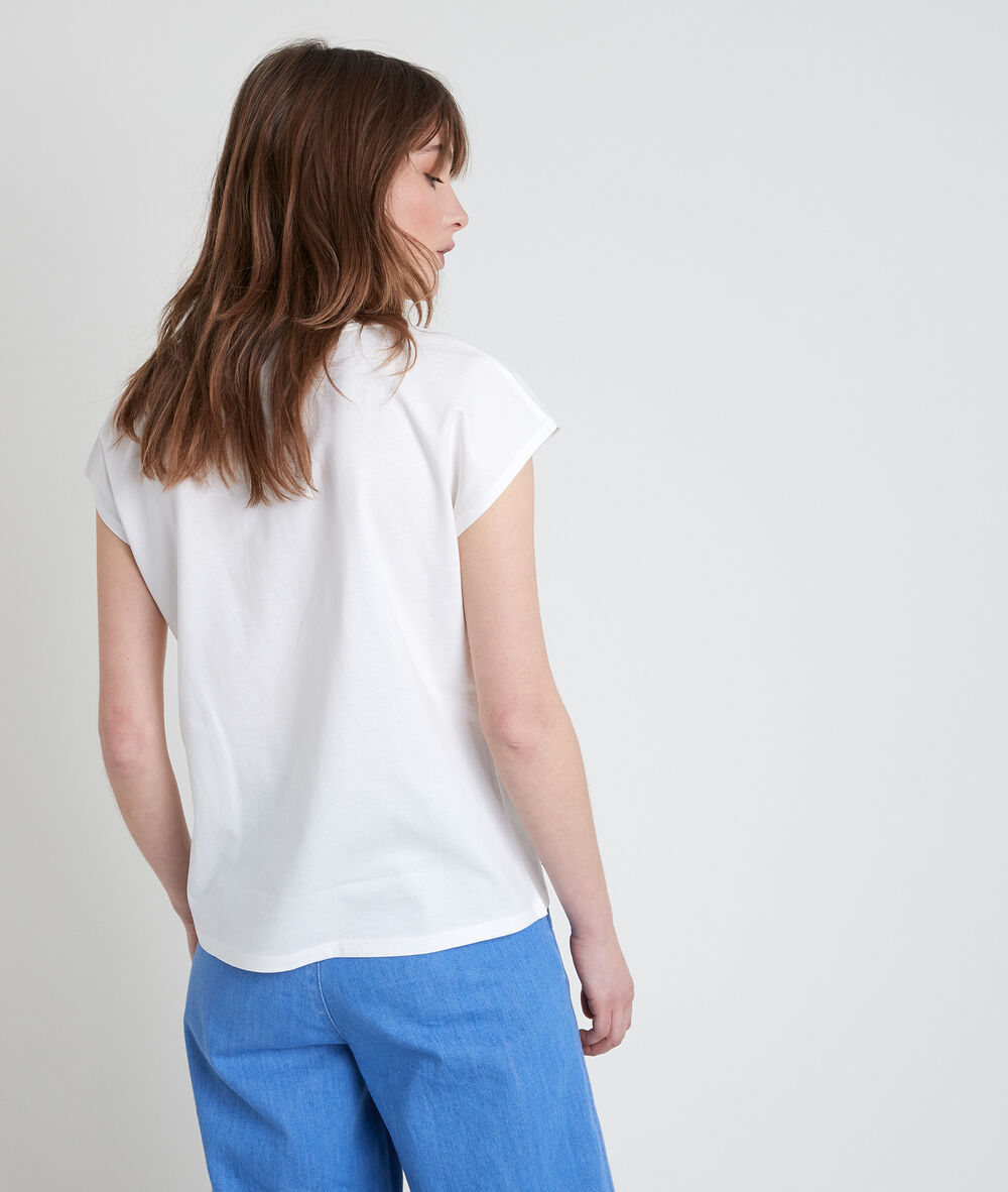 Tee-shirt en coton biologique écru col v ibis ecru.