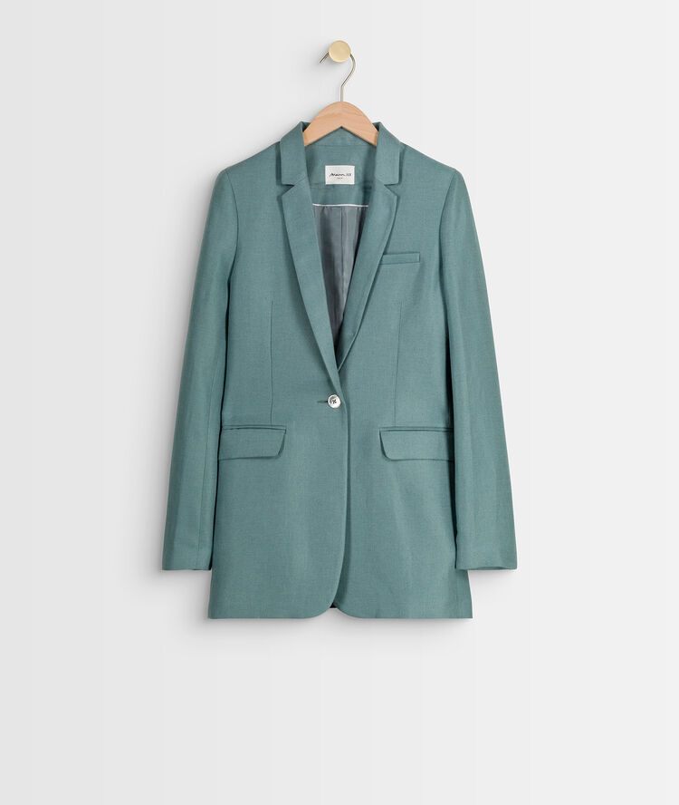 Veste longue en lin et coton tamara ardoise.
