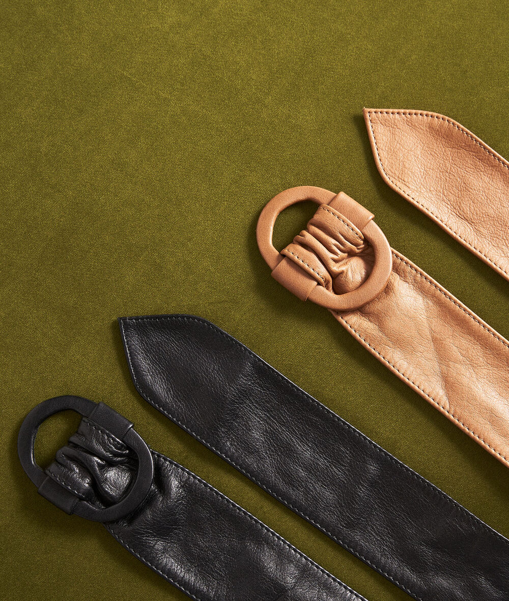 Ceinture large en cuir camel elya camel.