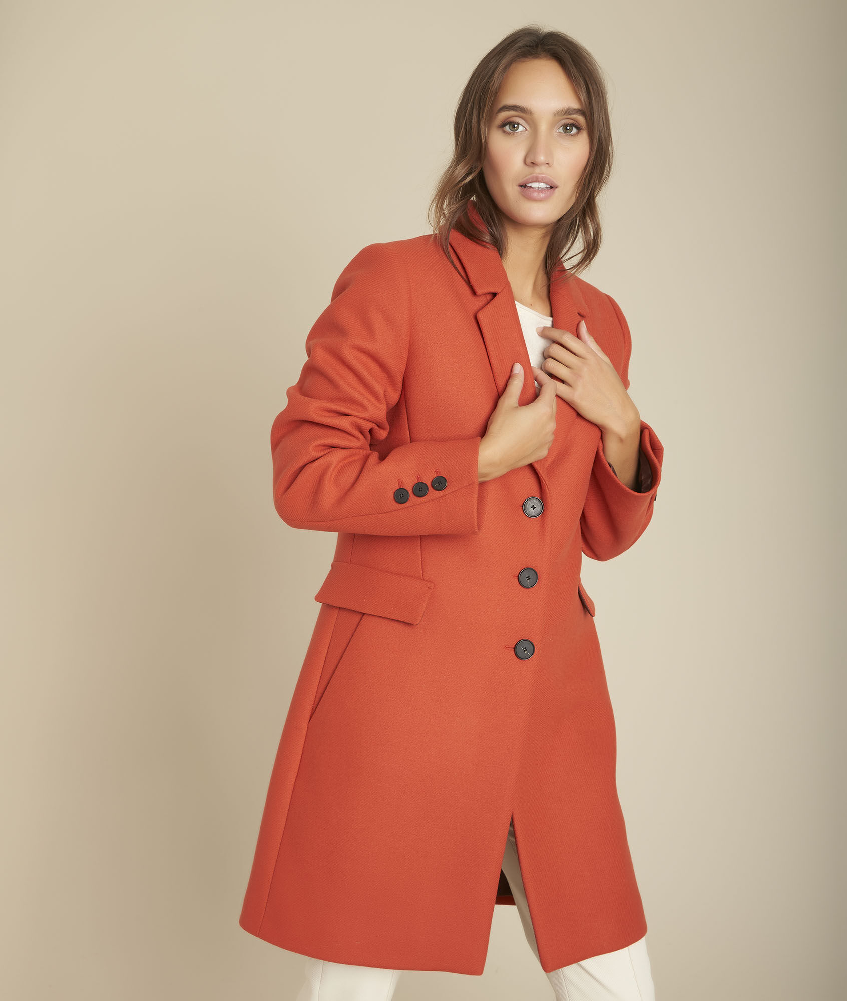 Manteau en laine tomette Plume Femme | Maison 123 Manteau en laine recyclée noir Plume bis Femme | Maison 123