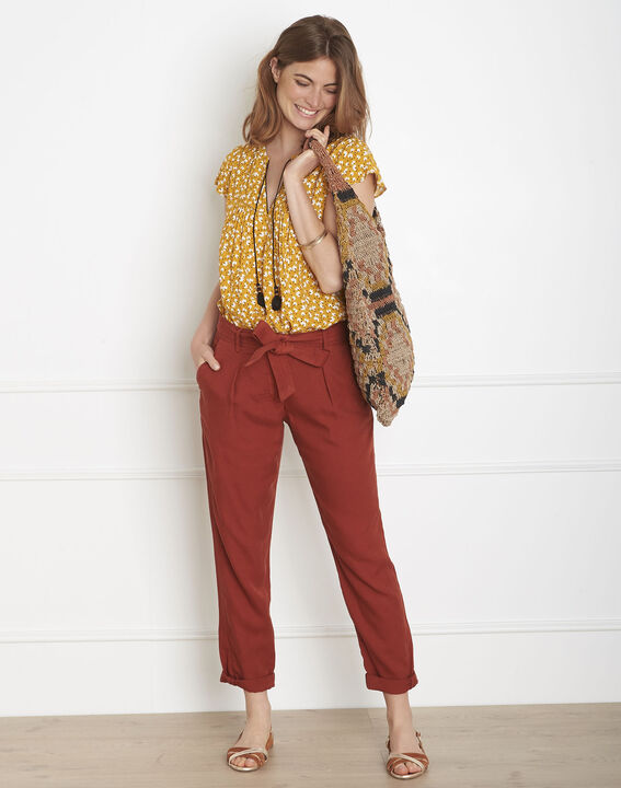 Pantalon acajou fluide ceinture Geode | 1-2-3 Pantalon acajou fluide ceinture Geode PhotoZ | 1-2-3