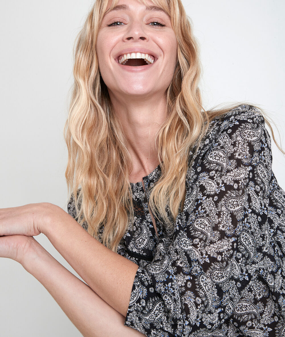 Blouse imprimée juan noir.