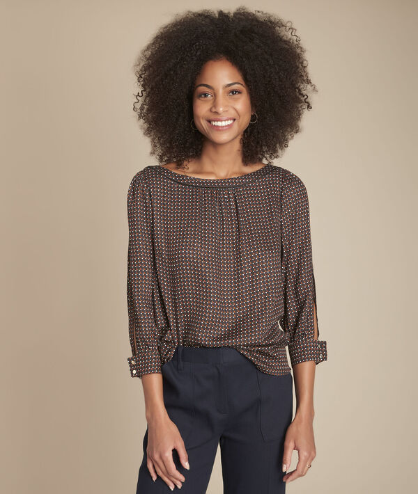 Blouse noire imprimée Melena | 1-2-3 Blouse noire imprimée Melena PhotoZ | 1-2-3