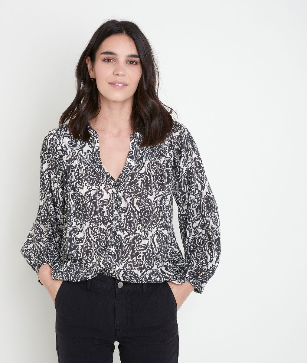 Blouse écrue imprimé fleuri Timeo | 1-2-3 Blouse écrue imprimé fleuri Timeo PhotoZ | 1-2-3