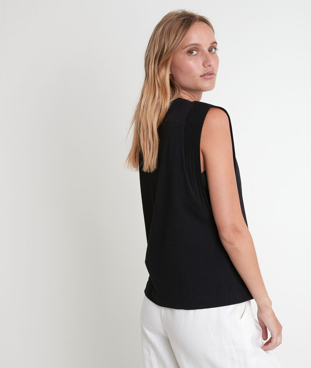 Top noir en coton biologique à épaulettes izmir noir.