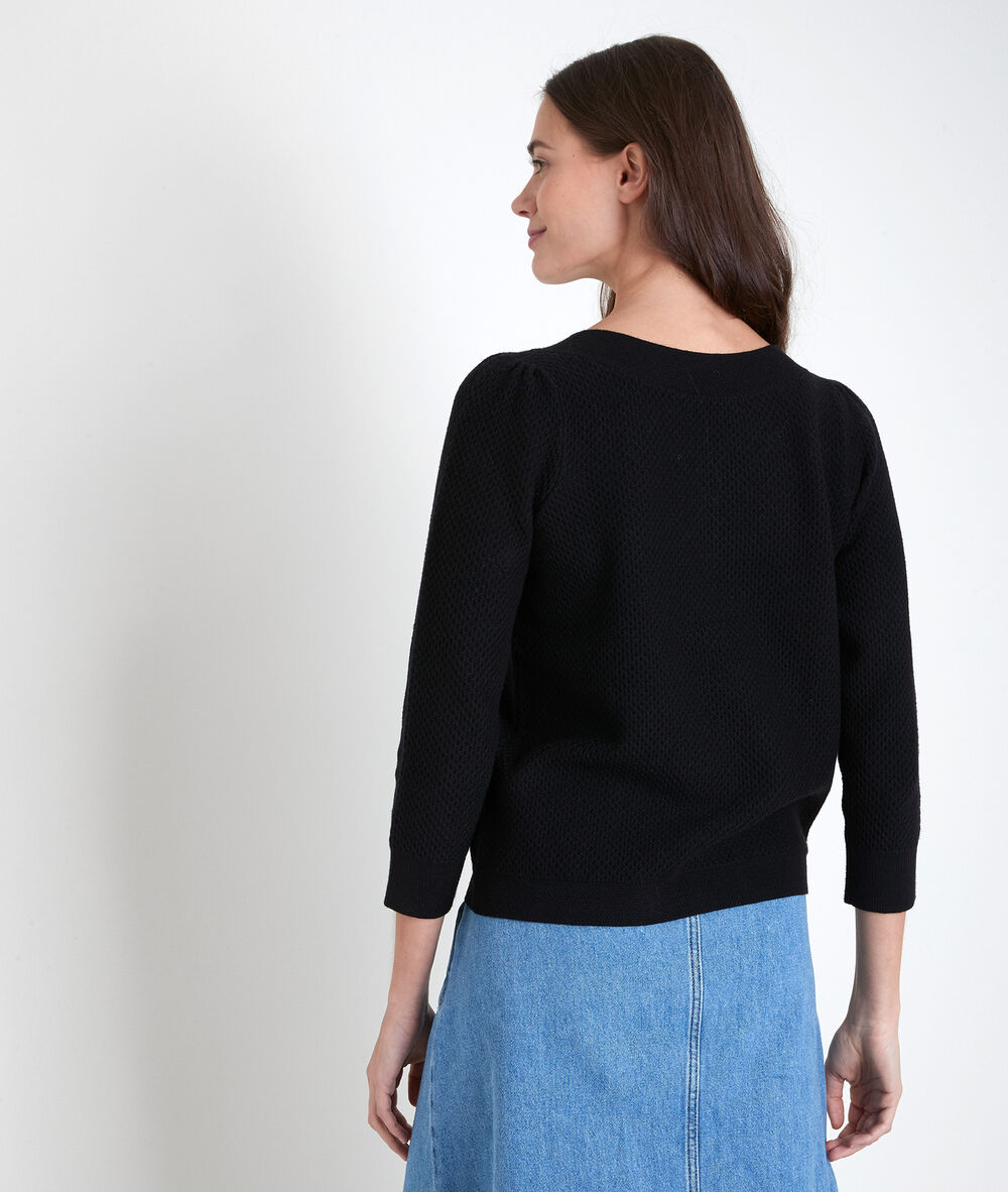 Pull noir maille fantaisie amore noir.