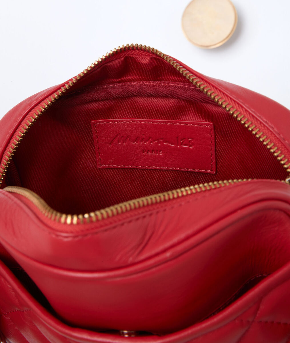 Pochette en cuir matelassée rouge Dan | 1-2-3 Pochette en cuir matelassée rouge Dan PhotoZ | 1-2-3