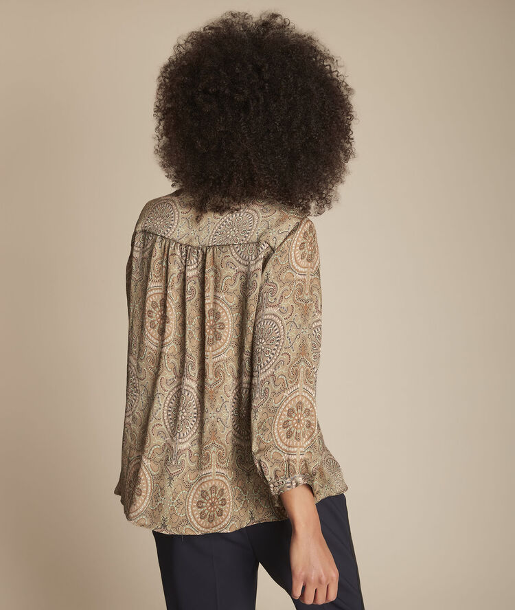 Blouse kaki imprimé cachemire martine jaune pale.