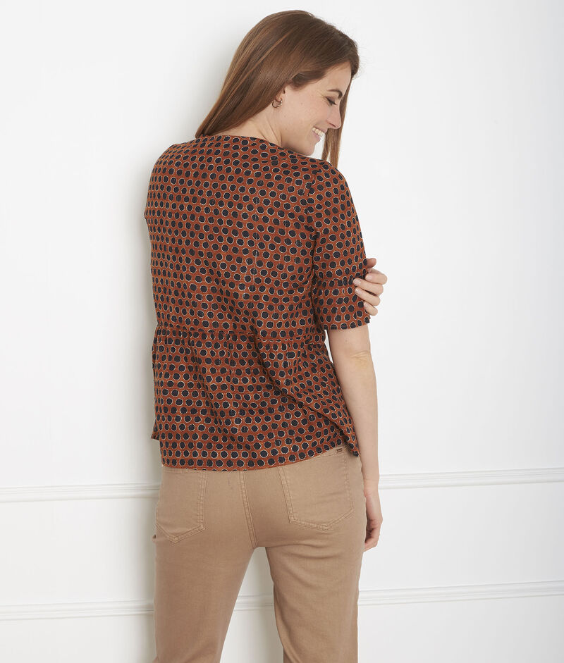Blouse acajou imprimée velena sable.