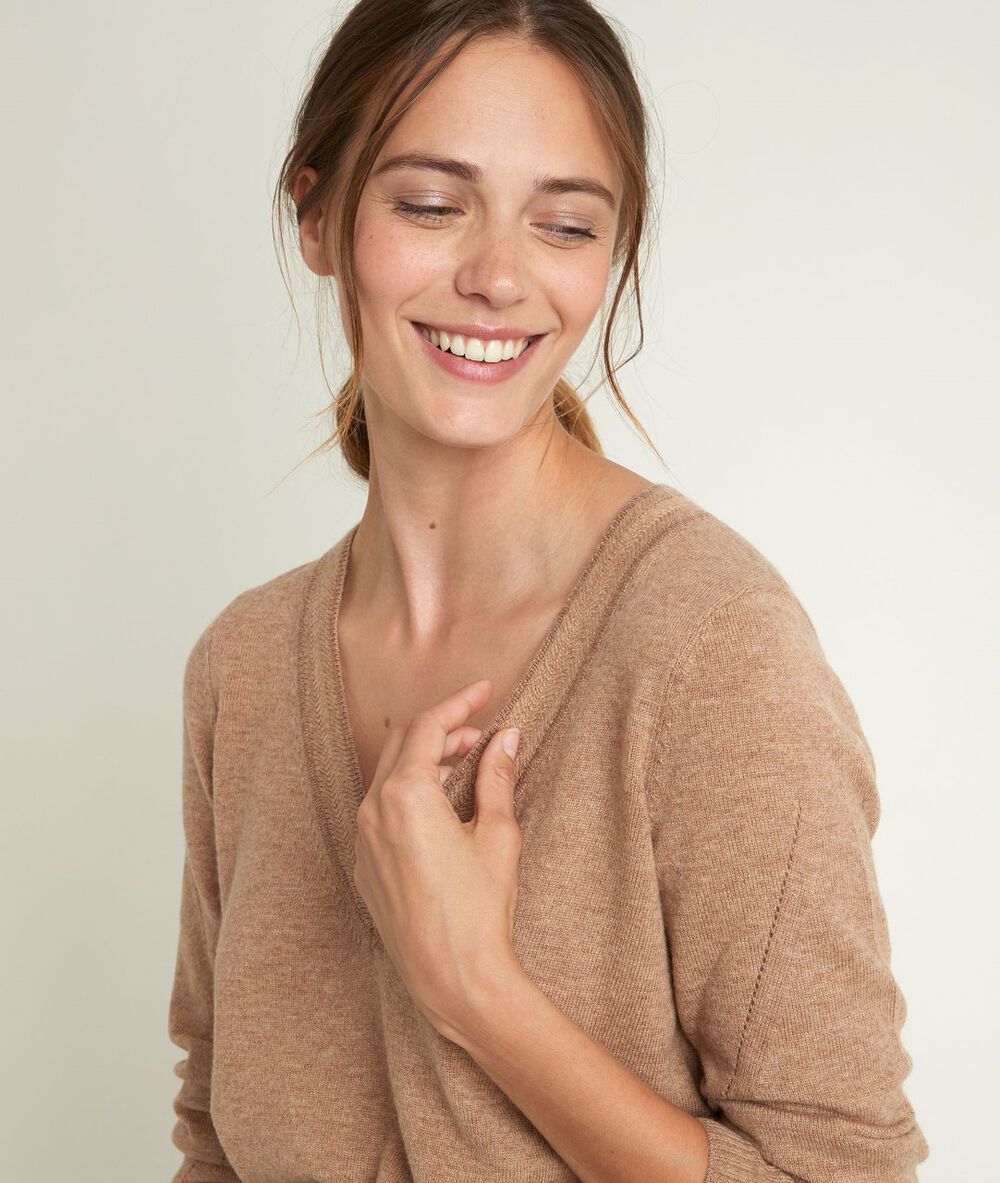 Pull en laine et cachemire havane rozane havane.