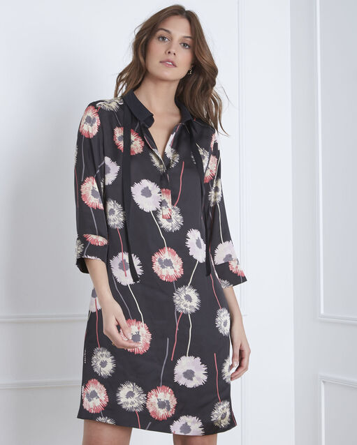 Robe noire imprimé fleuri léontine noir.