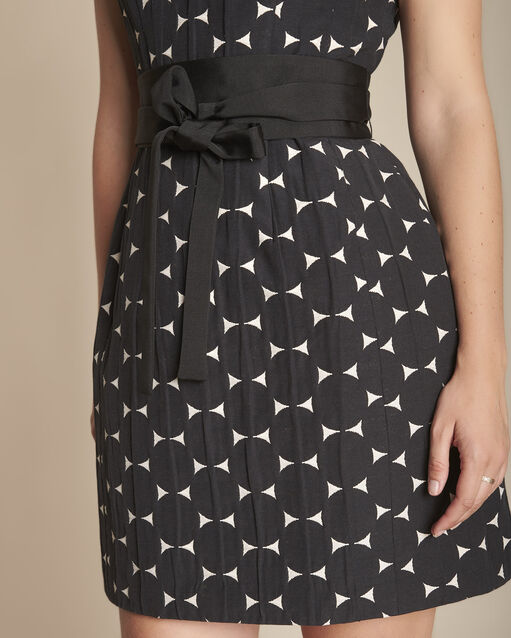 Robe noire à pois cintrée rosine noir/blanc.