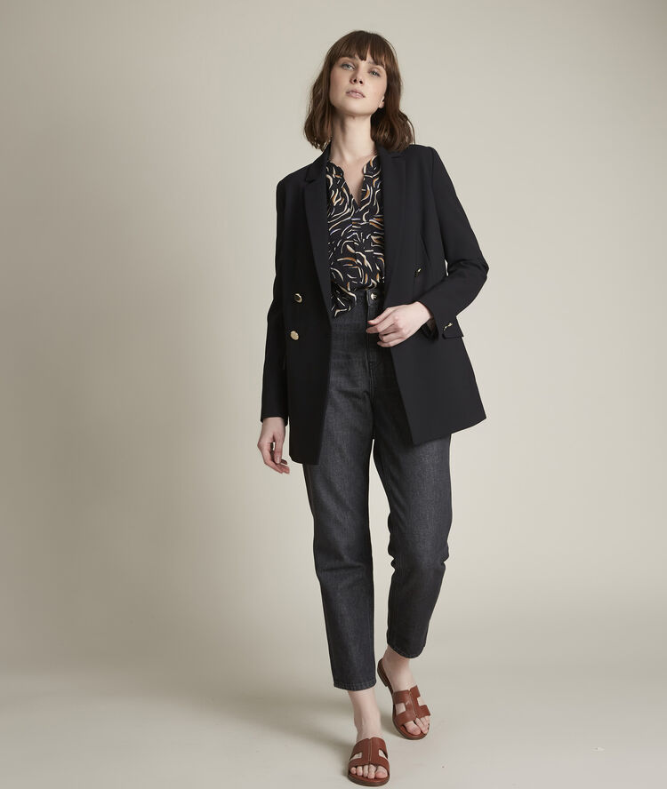 Blouse imprim&eacute;e martine marine.