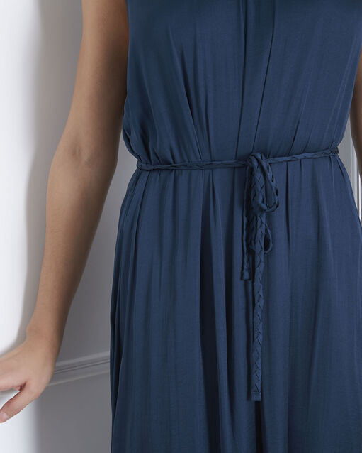 Robe vert foncé longue satinée ivana foret.