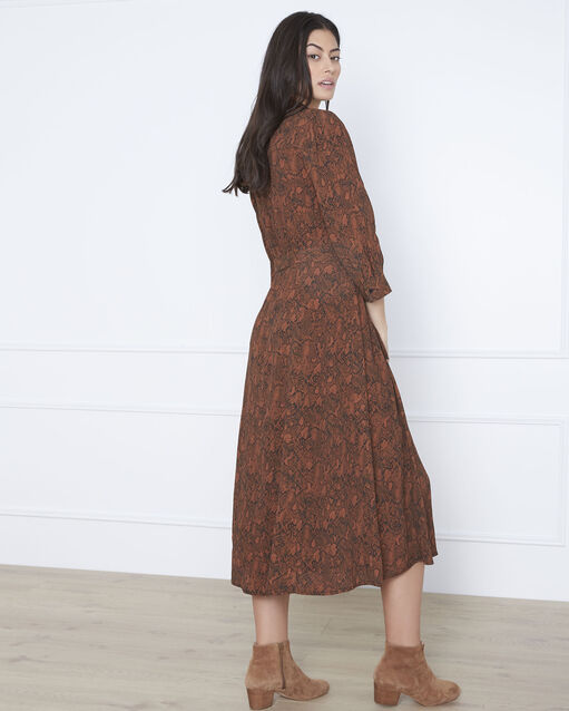 Robe acajou imprimé serpent longue laetitia sable.