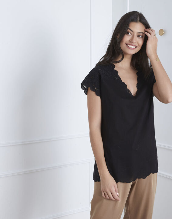 Blouse noire brodée Volage | 1-2-3 Blouse noire brodée Volage PhotoZ | 1-2-3