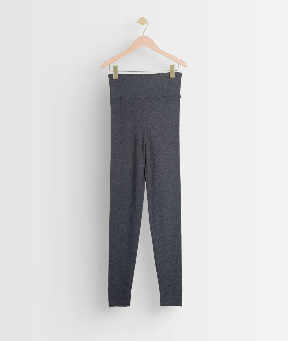 Pantalon style legging en laine côtelée anthracite theo anthracite.
