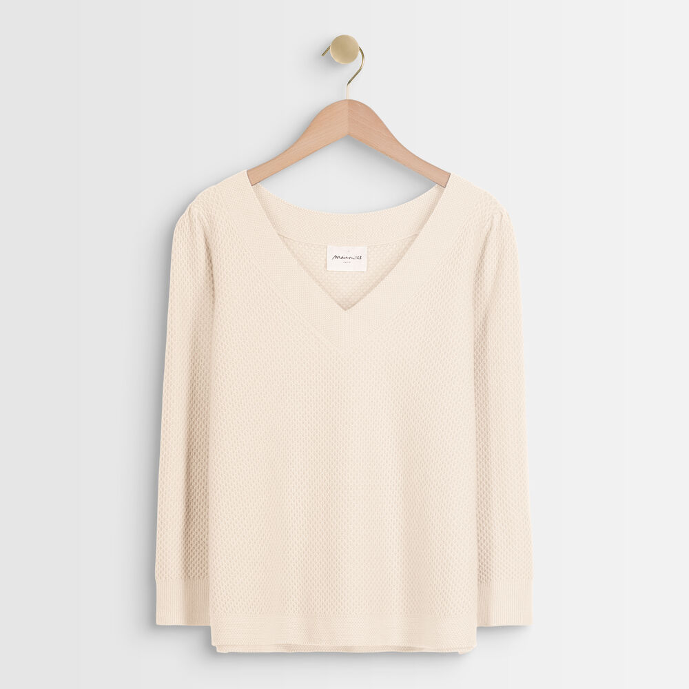 Pull écru maille fantaisie amore ecru.