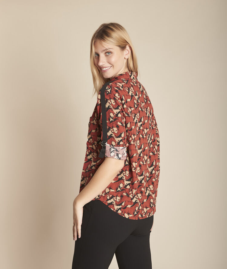 Blouse acajou imprimé cheval cathleen caramel.