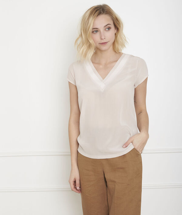 Blouse rose bimatière soie Viva | 1-2-3 Blouse rose bimatière soie Viva PhotoZ | 1-2-3
