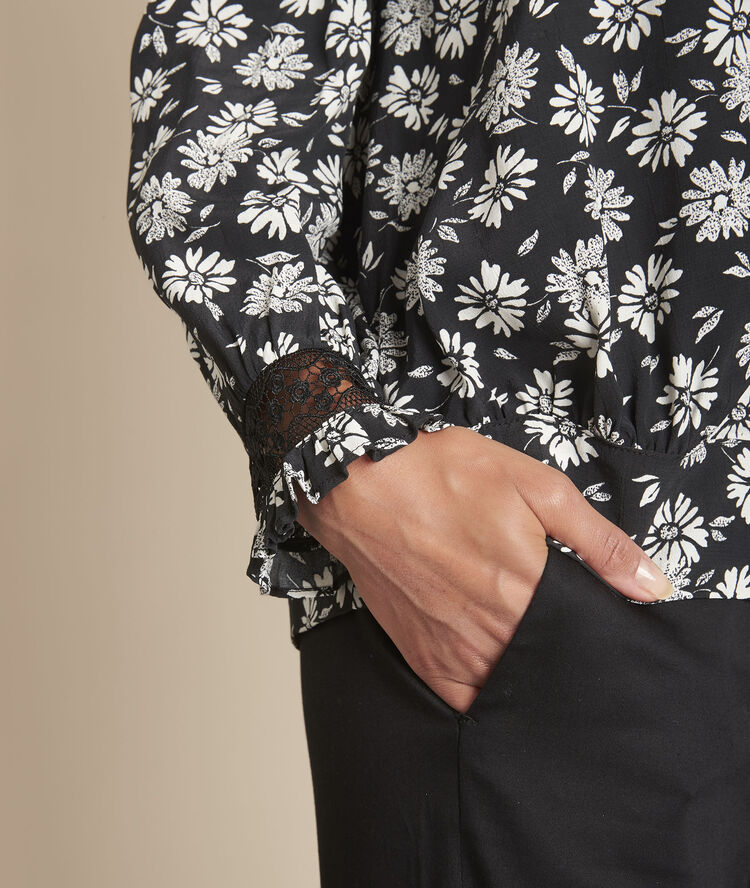 Blouse imprimé marguerite malice noir.