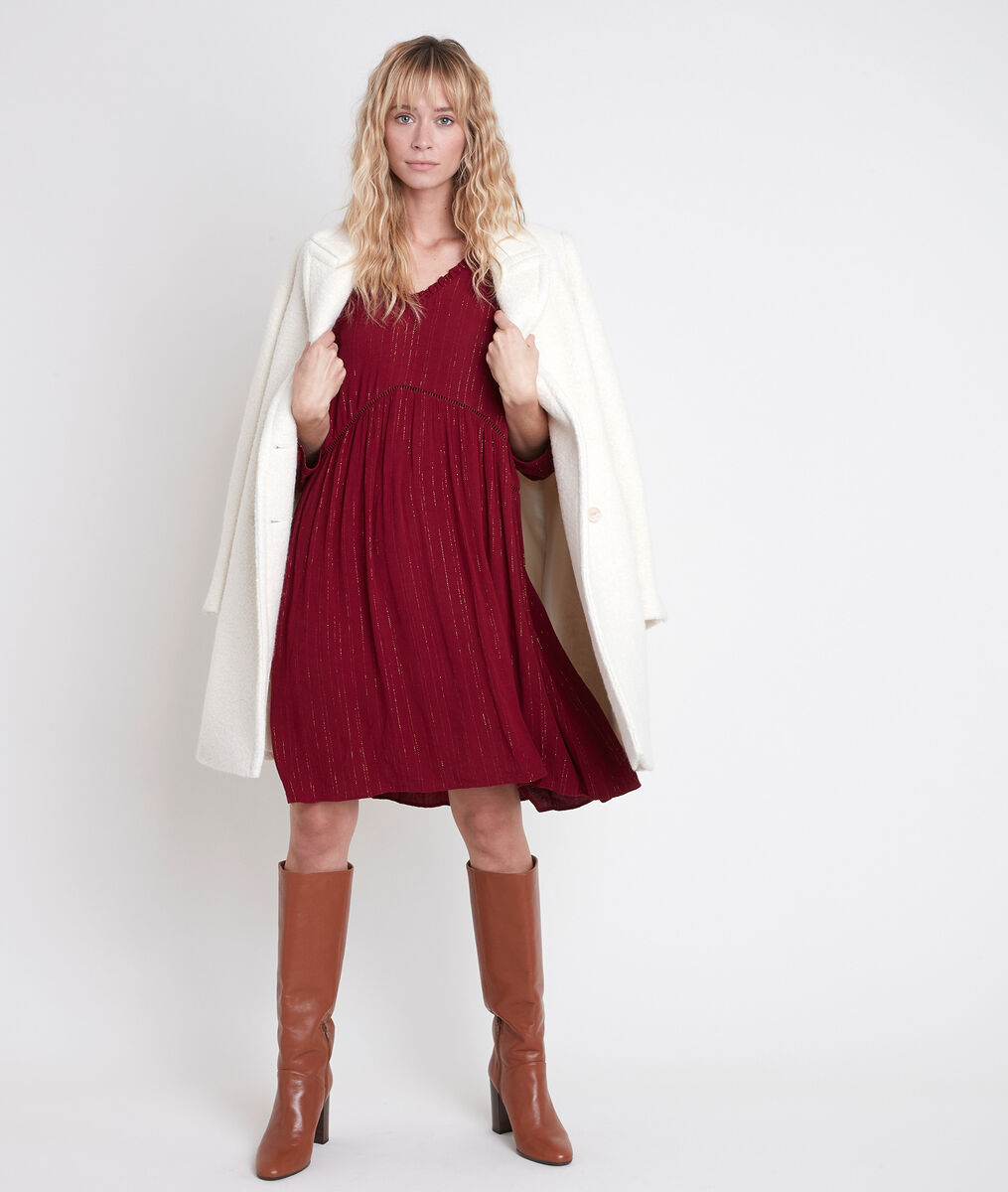 Robe rouge trapèze en lurex Larissa | 1-2-3 Robe rouge trapèze en lurex Larissa PhotoZ | 1-2-3