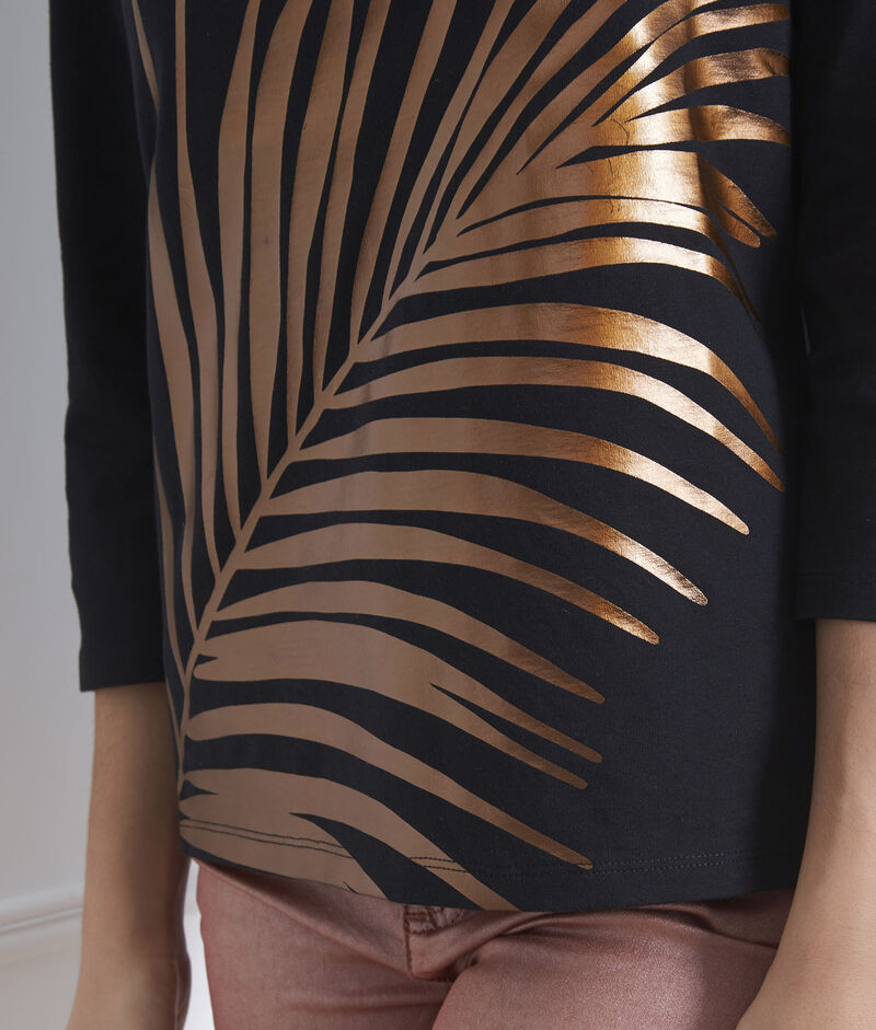 Schwarzes t-shirt mit palmen-print perrine schwarz.