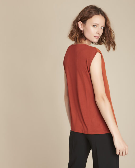 Blouse bimatière tomette neptune sable.