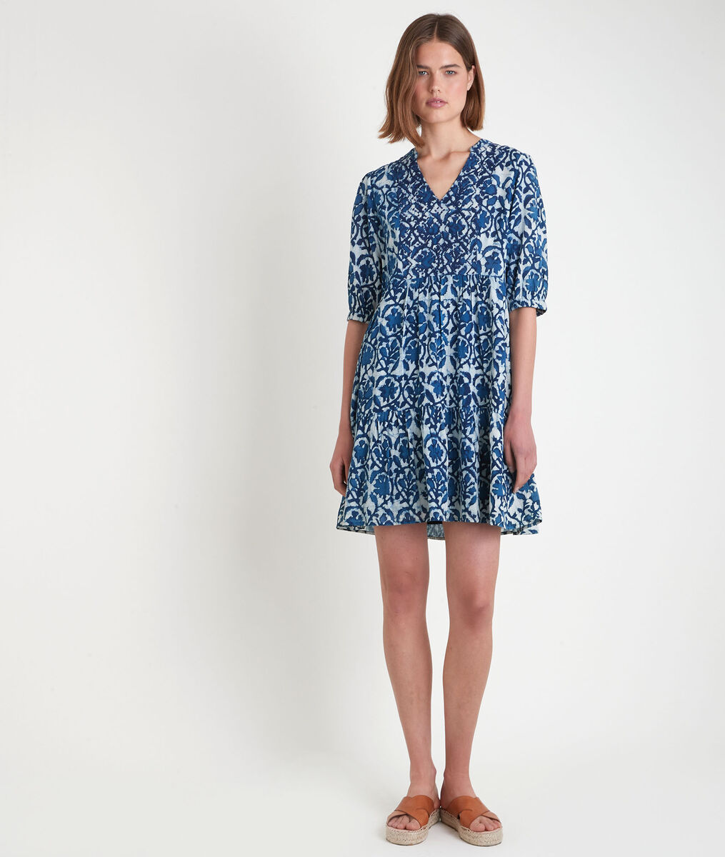 Robe courte imprimée bleue Madeleine | 1-2-3 Robe courte imprimée bleue Madeleine PhotoZ | 1-2-3