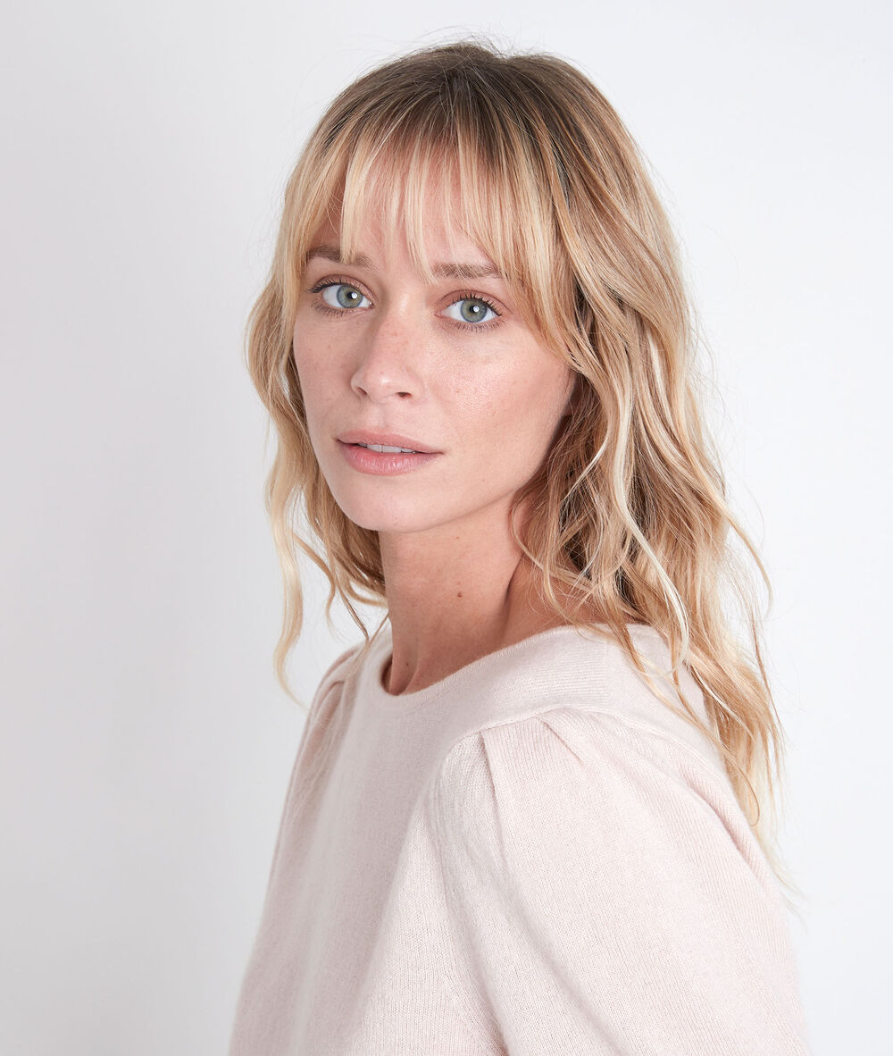Pull en laine et cachemire poudre ribambelle poudre.