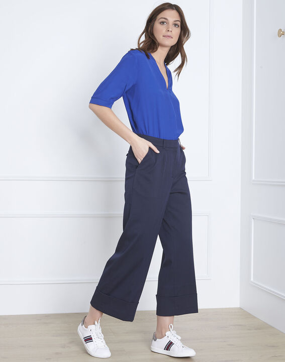 Pantalon bleu large à plis Gabin | 1-2-3 Pantalon bleu large à plis Gabin PhotoZ | 1-2-3