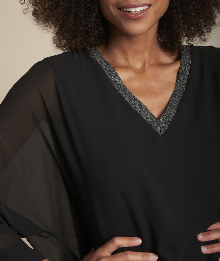 Blouse noire col v brillant mara noir.