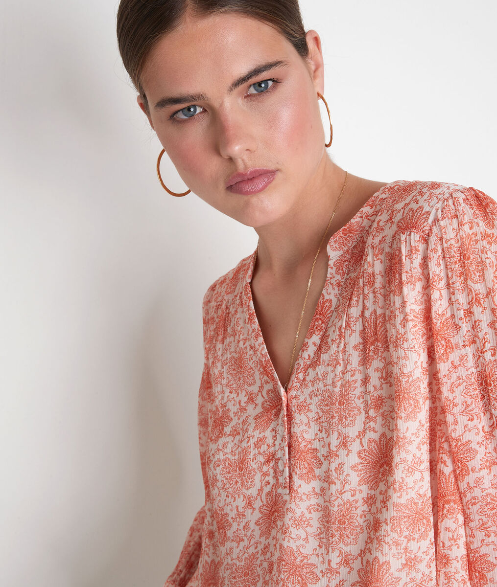 Blouse vaporeuse imprimée orange Annie | 1-2-3 Blouse vaporeuse imprimée orange Annie PhotoZ | 1-2-3