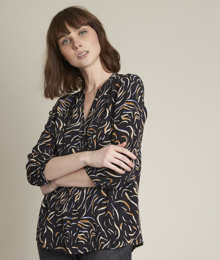 Blouse imprim&eacute;e martine marine.