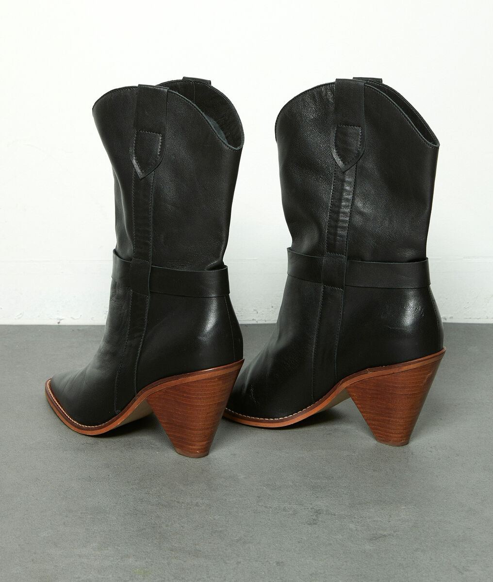 Boots à talons en cuir souple noir Halma | 1-2-3 Boots à talons en cuir souple noir Halma PhotoZ | 1-2-3