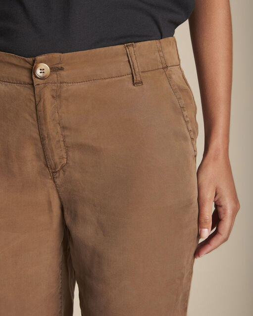 Pantalon marron cigarette en tencel edgar toffee.