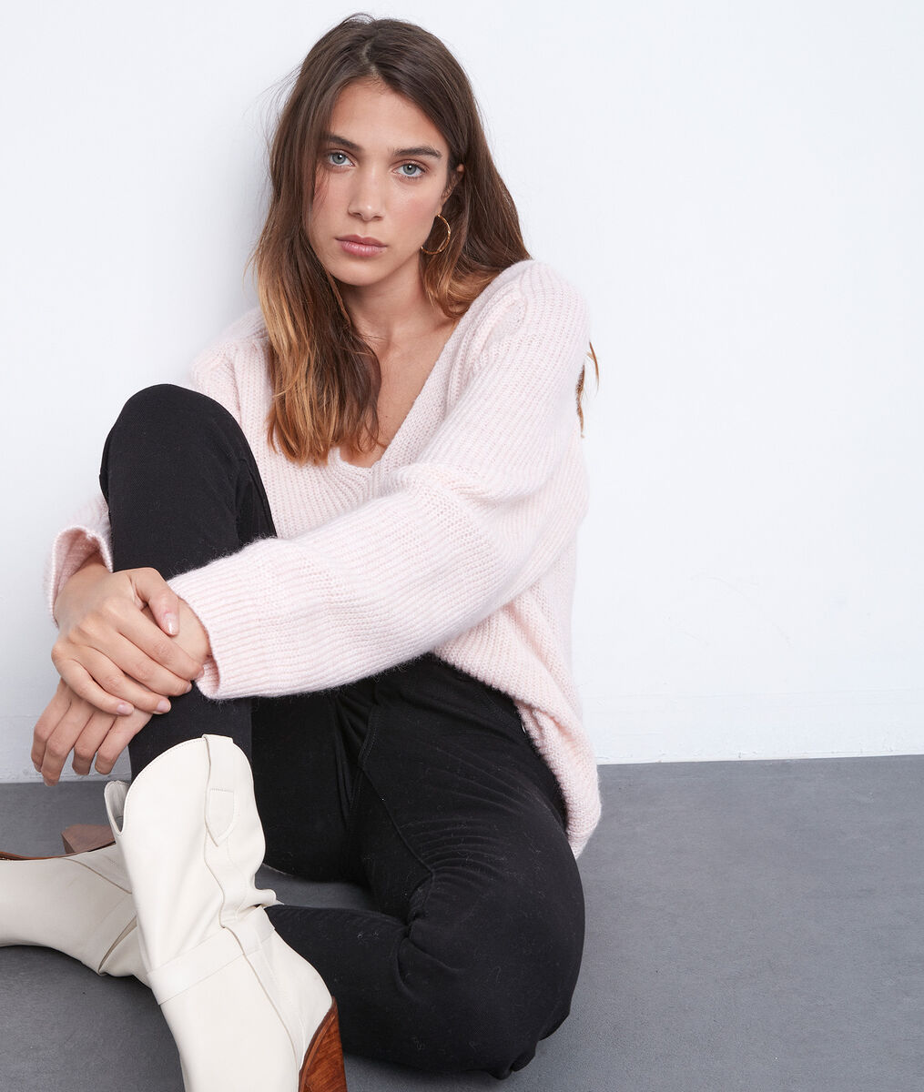 Pull Tenessy rose poudré col V | 1-2-3 Pull Tenessy rose poudré col V PhotoZ | 1-2-3
