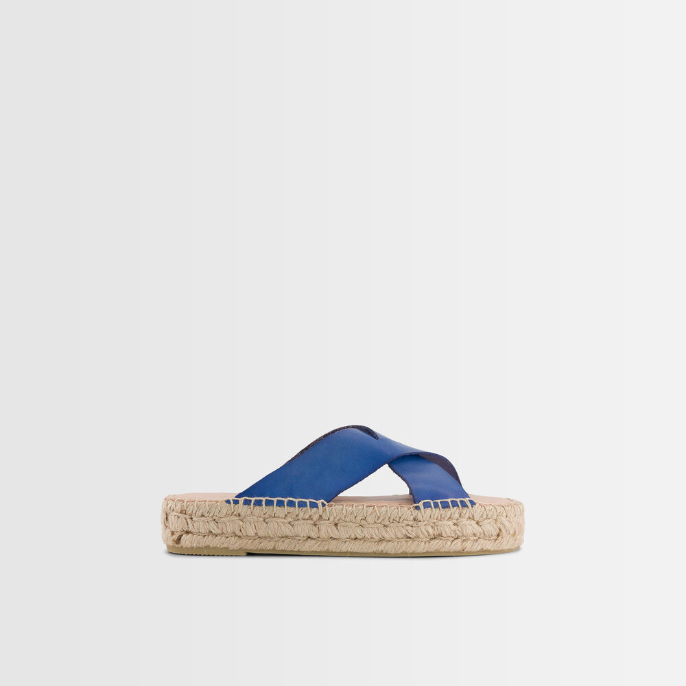 Mules en cuir gabriella bleu.